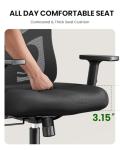 Marsail Ergonomic Office Chair Ergonomic Gaming Chair with Lumbar Support, 2D Headrest, Adjustable Armrests, Contoured Seat Cushion, Computer Desk Chair with Wheels for Home and Office