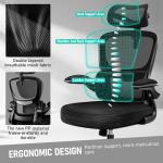 BESTFAIR High Back Ergonomic Office Chair, Breathable Mesh Desk Chair with Lumbar Support, Adjustable Headrest, Flip-up Armrests, Computer Gaming Chair