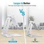 OMOTON Foldable Cell Phone Stand, C4 Portable Aluminum Phone Holder, Adjustable Phone Dock Cradle Compatible with iPhone 16/15/14/13 Pro Max, Samsung Galaxy, Small Tablets, All Smart Phones, Silver