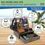 EcoLeafy Dot Nightstand Organizer - Bedside Docking Station for Men -Unique Gifts for Husband, Father or Dad from Wife, Son or Daughter -Desk Organizer for Phone, Watches & Accessories (Rustic)