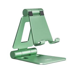 Nulaxy Dual Folding Cell Phone Stand, Fully Adjustable Foldable Desktop Phone Holder Cradle Dock Compatible with Phone 16 15 14 13 12 11 Pro Xs Xs Max Xr X 8, Nintendo Switch, All Phones- Green