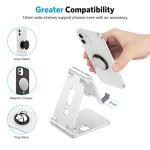 OMOTON Foldable Cell Phone Stand, C4 Portable Aluminum Phone Holder, Adjustable Phone Dock Cradle Compatible with iPhone 16/15/14/13 Pro Max, Samsung Galaxy, Small Tablets, All Smart Phones, Silver