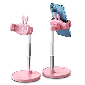 OATSBASF Cute Chat Stand, Angle Height Adjustable Cell Phone Stand for Desk, Kawaii Phone Holder Stand for Recording, Compatible with iPhone, All Phones (Pink)