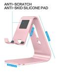 [Updated Solid Version] OMOTON Desktop Cell Phone Stand Tablet Stand, Advanced 4mm Thickness Aluminum Stand Holder for Mobile Phone and Tablet (Up to 10.1 inch), Rose Gold