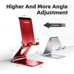 TOPGO Cell Phone Stand, [Stable & Height Adjustable] Foldable Cellphone Holder for Desk, Office Desktop, Bedside Table, Compatible with iPhone 15 Pro Max/Galaxy S24 Ultra/Smartphones/iPad mini (Red)