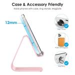 [Updated Solid Version] OMOTON Desktop Cell Phone Stand Tablet Stand, Advanced 4mm Thickness Aluminum Stand Holder for Mobile Phone and Tablet (Up to 10.1 inch), Rose Gold