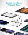 KTRIO Acrylic Cell Phone Stand Holder for Desk, Clear Phone Dock Cradle Compatible with iPhone 16/15/14/13 Pro Max 12/11 XR, All Smartphones, Office Accessories