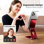 TOPGO Cell Phone Stand, [Stable & Height Adjustable] Foldable Cellphone Holder for Desk, Office Desktop, Bedside Table, Compatible with iPhone 15 Pro Max/Galaxy S24 Ultra/Smartphones/iPad mini (Red)