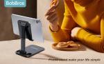 BobBros Folding Cell Phone Stand for Desk, Adjustable in Height and Angle Phone Holder, Widely Compatible with All Phones, Tablets, and Other Desk Accessories Black