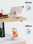 [Updated Solid Version] OMOTON Desktop Cell Phone Stand Tablet Stand, Advanced 4mm Thickness Aluminum Stand Holder for Mobile Phone and Tablet (Up to 10.1 inch), Rose Gold
