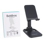 BobBros Folding Cell Phone Stand for Desk, Adjustable in Height and Angle Phone Holder, Widely Compatible with All Phones, Tablets, and Other Desk Accessories Black