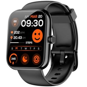 Smart Watch for Men Women Alexa Built-in, 1.83" HD Fitness Tracker with Bluetooth Calls/Messages, 120+ Sports Modes, IP68 Waterproof, 24/7 Heart Rate/Sleep Fitness Watch iOS Android Compatible (Black)