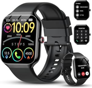 Smart Watch for Men Women, 1.96" Smartwatch (Answer/Make Call), IP68 Waterproof Fitness Tracker, 100+ Sport Modes, Heart Rate and Sleep Monitor, Pedometer, Smartwatches for Android iOS