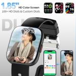 Smart Watch for Men Women Bluetooth Call, 1.85" HD Touch Screen Fitness Watch with Sleep Heart Rate Monitor, 112+ Sports Modes, IP68 Waterproof Activity Trackers for Android iOS, Black