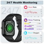 Smart Watch for Men Women, 1.96" Smartwatch (Answer/Make Call), IP68 Waterproof Fitness Tracker, 100+ Sport Modes, Heart Rate and Sleep Monitor, Pedometer, Smartwatches for Android iOS