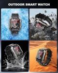 EBXDW Military Smart Watches for Men IP68 Waterproof for Swimming, with Answer/Make Calls, 80 Days Extra-Long Battery Outdoor Tactical Smart Fitness Watch for Android, Black