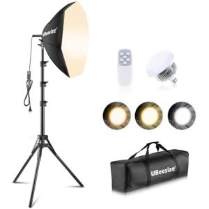 UBeesize Softbox Photography Lighting Kit, 20'' x 20'' Professional Softbox Lighting Kit with 85W 3000-7500K LED Bulbs, Studio Lights for Photography/Live Streaming/Video Recording