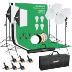 EMART 8.5 x 10 ft Backdrop Support System, Professional Photography Lighting Kit with 50W LED Bulb, Reflector, 6 * 9ft Backdrop *3, Umbrellas&Softbox Lighting Kit for Studio, Portrait, Video Shooting