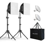 RALENO Softbox Lighting Kit, 2 x 16'' x 16'' Photography Studio Equipments with 50W / 5500K / 95 CRI LED Bulbs, Continuous Lighting System for Video Recording and Photography Shooting Model：PS080