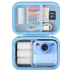 Supmay Hard Carrying Case for Cimizi/for masterbee/for MgaoLo Upgrade Kids Camera Instant Print, Toys Storage Bag with Mesh Pocket for Roll Printing Papers, USB Cable, SD Card, Colour Pen, Blue