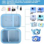 Supmay Hard Carrying Case for Cimizi/for masterbee/for MgaoLo Upgrade Kids Camera Instant Print, Toys Storage Bag with Mesh Pocket for Roll Printing Papers, USB Cable, SD Card, Colour Pen, Blue