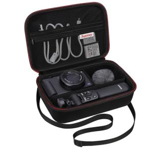 Supmay Hard Travel Case for Sony ZV-1F / ZV-1 / ZV-1 II Digital Camera, Protective Cases Bag Fits Vlogger Accessory Kit Tripod and Microphone, Extra Zipper Pocket fit Battery Charger, Black