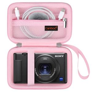 Canboc Carrying Case for Sony ZV-1/ ZV-1F/ ZV-1 II Digital Camera for Content Creators, Sony ZV1 Vlogging Camera Bag, Zipper Mesh Pocket fits USB Cable, Batteries, Pink