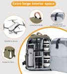 Zecti Camera Backpack 17" for Photography DSLR/SLR/Mirrorless Camera Bag Waterproof with Tripod Holder & Removable Modular Inserts & Rain Cover with Canon, Nikon, Sony