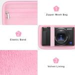 Canboc Carrying Case for Sony ZV-1/ ZV-1F/ ZV-1 II Digital Camera for Content Creators, Sony ZV1 Vlogging Camera Bag, Zipper Mesh Pocket fits USB Cable, Batteries, Pink