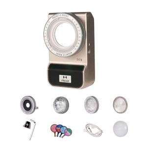 Harlowe Iris LED Photography Lighting 5W Bi-Color Portable Light for Video Recording with Magic Lens, 2700K-6500K CRI/TLCI 96+, IP54, App Control Studio Camera Light Creator Kit, Black