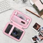 Canboc Carrying Case for Sony ZV-1/ ZV-1F/ ZV-1 II Digital Camera for Content Creators, Sony ZV1 Vlogging Camera Bag, Zipper Mesh Pocket fits USB Cable, Batteries, Pink