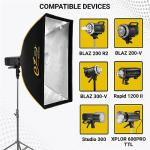 Glow EZ Lock 24x36 Quick Strip Rectangular Bowens Mount Softbox Lighting Kit with External, Internal Diffusers, Deflector Disk and Eggcrate Grid, Folding Softbox for Photography Studio Light