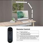 Micomlan LED Desk Lamp for Home Office, Architect Clamp Desk Lamp with Remote Control, Adjustable Dimmable Swing Arm Clamp on Table Light Clip-on Dual Light 5 Brightness Levels & 4 CCT Modes