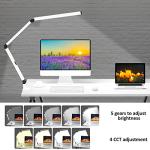 Micomlan LED Desk Lamp for Home Office, Architect Clamp Desk Lamp with Remote Control, Adjustable Dimmable Swing Arm Clamp on Table Light Clip-on Dual Light 5 Brightness Levels & 4 CCT Modes