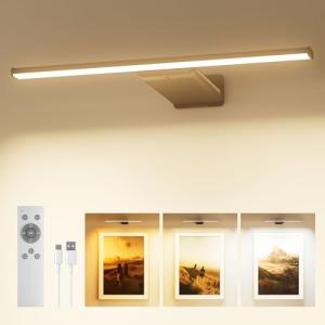PopoIron Wireless LED Picture Light for Wall Art with Remote, 3 Color Temps, Dimmable, 12000mAh Battery Operated Sconce for Gallery Library Museum Frame Painting Artwork Photo Display