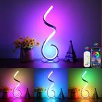 CACCISUN RGB Bedside Table Lamp, Dimmable Modern Bedside Nightstand Lamp, Creative Spiral Colorful LED Table Lamp for Bedroom, Living Room, Office and Kid's Room