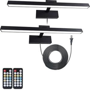 Picture Light for Paintings Plug in, 16" 6W Remote Control Wall lights for Painting, 3 Color Temperatures Paintings Light Dimmable Art Lights for Display, Wall, Artwork, Gallery (Black, 2 Pack)
