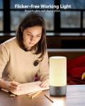 ROOTRO Table Lamp, [Advanced] Bedside Touch Control Lamp for Bedroom 3 Level Dimmable Warm White Lights with 256 RGB Color Mode Modern Deisgn Smart Nightstand Desktop LED Lamps Portable for Read