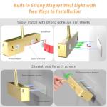 Picture Light with Remote, 15.35inch Wireless Rechargeable Battery Wall Light for Paintings, 3 Colors Paintings Light Dimmable and Timer Metal Art Light for Display, Wall, Artwork, Gallery (Gold)