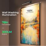 Wireless Picture Lights for Wall, Battery Operated Wall Light for Painting Rechargeable CCT Rotatable Art Gallery Light with Remote Dimmable Timer for Artwork Frame Display Dartboard (Black, 16inch)