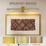 Hard-wired Knurled Picture Light, 24in Brass Picture Light for Wall, Dimmable Gold Art Lights, Rotatable 360° Sconce for Pictures Frame, Painting Wall Lights, Bathroom Wall Sconce, E12 Bulbs Included