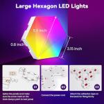 Pak Hexagon Lights 9 Packs DIY LED Light, RGB+IC Creative Gaming Lights Wall Décor with Remote, with APP Smart Modular Panel Hex Tiles, Push Glide Expansion Shape with Music Sync, Voice Control