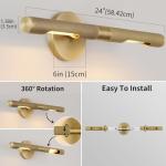 Hard-wired Knurled Picture Light, 24in Brass Picture Light for Wall, Dimmable Gold Art Lights, Rotatable 360° Sconce for Pictures Frame, Painting Wall Lights, Bathroom Wall Sconce, E12 Bulbs Included