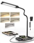 Adjustable LED Desk Lamp with Wireless Charging & Touch Control | 5 Colors & 6 Brightness Levels Eye-Caring Office Light with Memory & Timer