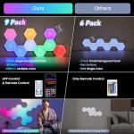 Pak Hexagon Lights 9 Packs DIY LED Light, RGB+IC Creative Gaming Lights Wall Décor with Remote, with APP Smart Modular Panel Hex Tiles, Push Glide Expansion Shape with Music Sync, Voice Control