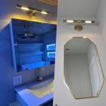 Hard-wired Knurled Picture Light, 24in Brass Picture Light for Wall, Dimmable Gold Art Lights, Rotatable 360° Sconce for Pictures Frame, Painting Wall Lights, Bathroom Wall Sconce, E12 Bulbs Included