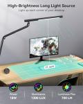 LED Desk Lamp with Clamp, 18W Architect Desk Lamp with Dual Light, Flexible 3 Sections Swing Arm, with RGB Light, with Remote, with Sensor Switch, Stepless Dimming, 4 Color Mode & 5 Brightness