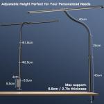 EYOCEAN Desk Lamp, 31.5" Wide 24W for Home Office,Gesture Sensing Control Desk Light, Dimmable & Color Temperature, Eye-Caring Office Lamp, Brightest Architect Light for Screen/Workbench