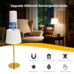 Yinglap Cordless Table Lamp, 5000mAh Rechargeable Desk Lamp with Dimmable Magnetic RGB Bulbs & Remote, Battery Operated Small Wireless Lamp for Bedside, Dining Table, Kitchen Counter, Living Room