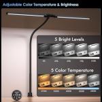 EYOCEAN Desk Lamp with Clamp, 31.5" LED Desk Lamp for Home Office, 24W Gesture Sensing Control Desk Light, Dimmable & Color Temperature, Eye-Caring Office Lamp, Brightest Architect Lamp for Screen
